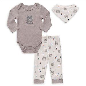 Wild Child 3-Piece Baby Outfit Set With Long Sleeve Bodysuit Pants & Bib